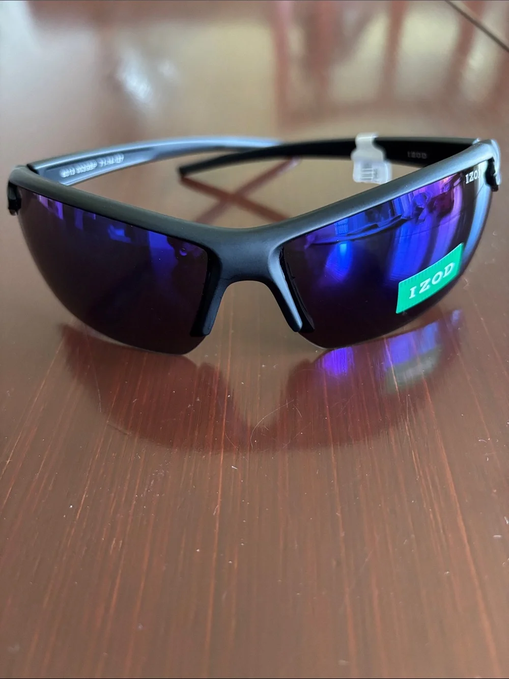 Izod Blue Mirror Rimless wrap around frame, 100% UV protection sporty,6013